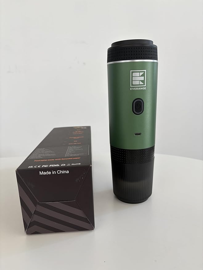 Portable Electric Espresso Machine, Car Coffee Maker for Travel Camping, Battery Powered Coffee Brewer Compatible with Ground Coffee & NS Capsules, Green