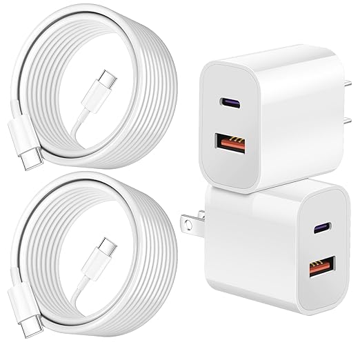 Dual Port A/C Charger for iPhone 16 15,Double A/C iPhone 16 15 Charger Fast Charging Block,2Pack Quick USB C Chargers Fasr Charging 6FT Type C Cable foriPhone 16/16 Pro Max/16e/15 Plus/15 Pro,iPad Pro