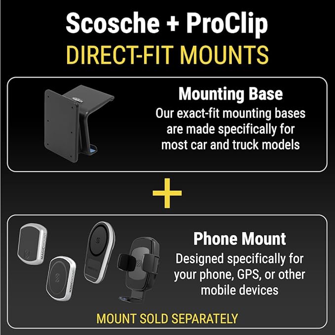 Scosche Non-Magnetic Universal Car Cell Phone Holder with AMPS Mounting Plate for ProClip Vehicle Specific Mount Bases, Mobile Stand Compatible with iPhone, Samsung, Android (Base Required)