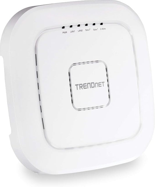 TRENDnet AC2200 Tri-Band PoE+ Indoor Wireless Access Point, 867Mbps WiFi AC + 400Mbps WiFi N Bands, Wave 2 MUMIMO, Client Bridge, WDS, AP, WDS Bridge, WDS Station, Repeater Modes, White, TEW-826DAP