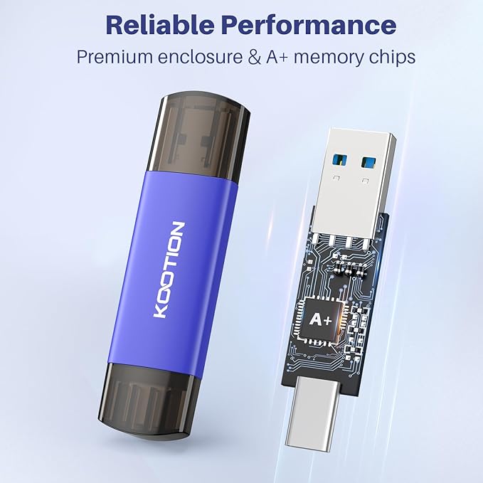 128GB USB C Flash Drive 5-Pack, KOOTION 2-in-1 Type-C Flash Drive USB-A&USB-C 3.0 Dual Drive OTG, Thumb Drive Memory Stick for Android Smartphone/Tablet/PC