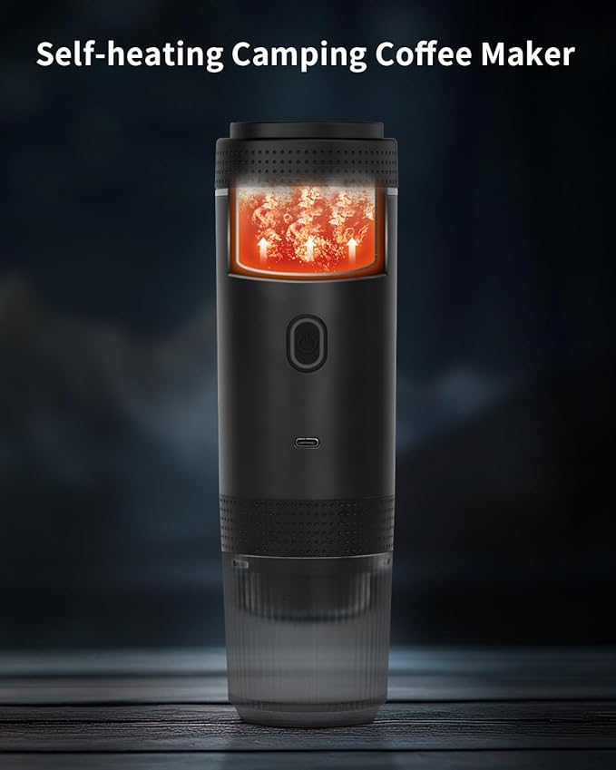 Portable Electric Espresso Machine, Car Coffee Maker for Travel Camping, Battery Powered Coffee Brewer Compatible with Ground Coffee & NS Capsules, Black