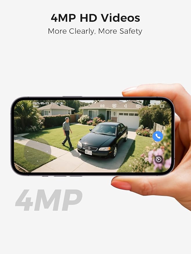 Solar Security Camera Outdoor Wireless WiFi Pro, 4MP Color Night Vision, AI/PIR Motion Detection, 360 PT, 2-Way Audio, IP66, 2.4/5GHz, SD/Cloud Storage, Compatible with Alexa, Mobile App & HomeBase