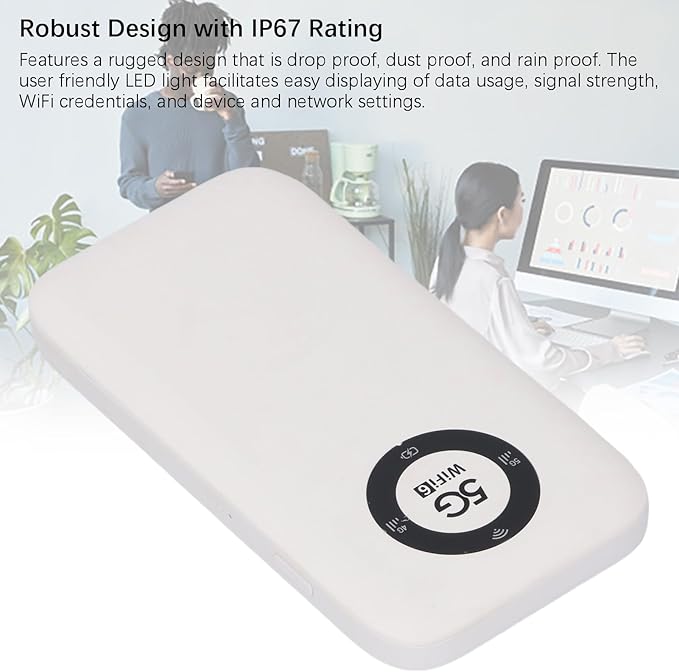 5G Mobile Hotspot, WiFi 6 16 Users Portable Wireless Router with SIM Card Slot and 7100mAh Battery, for Travel Business Outdoor Use (White)