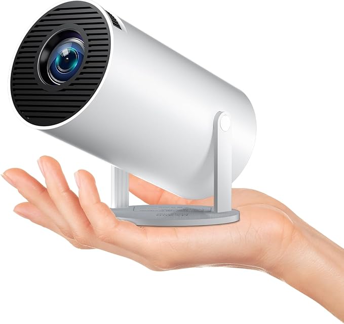 Smart HY300 Projector With Built-in Apps, Wifi Bluetooth 4K 1080P, Auto Keystone, Short Throw and 180 Adjustable, Mini Portable Outdoor Movie (White)