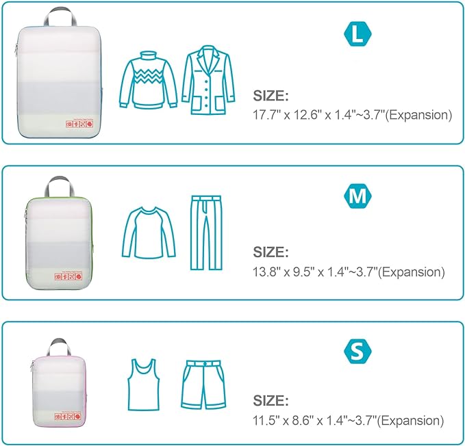 Cambond Compression Packing Cubes for Travel Women - Travel Bags Luggage Organizers Travel Essentials Compression Cubes for Travel Carry on Suitcases Organizer