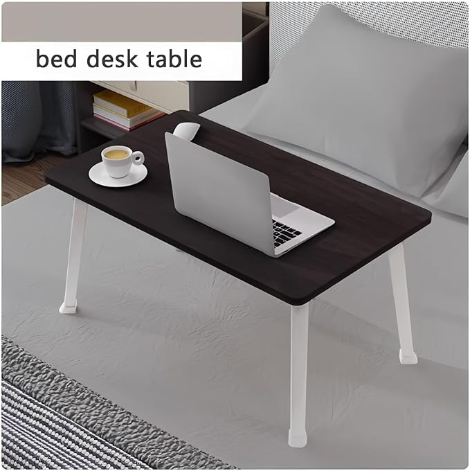 Folding Lap Desk for Bed, 23.6 Inch Portable Laptop Stand for Couch, Bed & Floor | Bed Tray Table for Eating, Writing, Reading | Foldable Sturdy Laptop Desk for Adults, Black