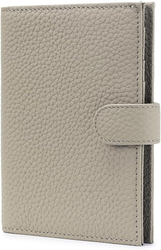 Passport Wallet for Women – RFID Blocking Passport Cover with 1 Passport Slot & 3 Card Slots, Coin Pocket & SIM Slot – Slim Genuine Leather Travel Organizer Grey
