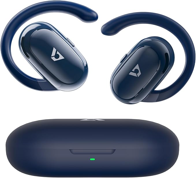1Mii Open Ear Headphones, Wireless Sports Earbuds 60 Hours Long Playtime with Charging Case (Blue)