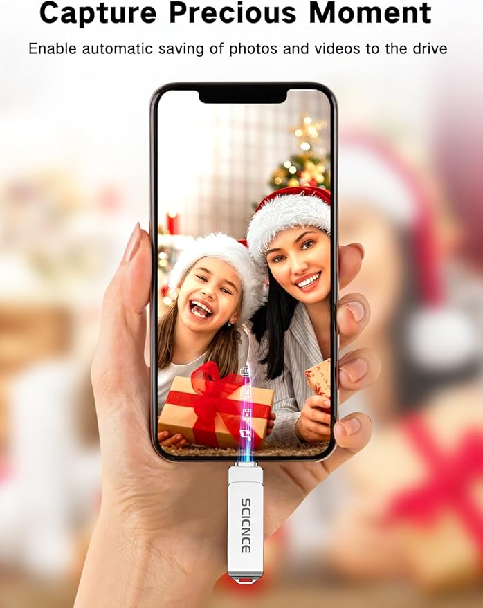 SCICNCE 512GB Flash Drive Intended for iPhone, USB Memory Stick Storage Backup for Photos Videos, Plug and Play No APP Required, Compatible with iPhone iPad Android and Computers (Metal Silver)