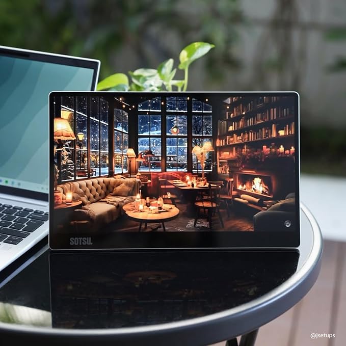 SOTSU FlipAction Go 14" Premium Portable Monitor SFA14PMMG | Robust but Lightweight | Tempered Glass Cover | 1080p | 400 Nits | 100% sRGB | 5W | Super Versatile | USB C or Mini HDMI