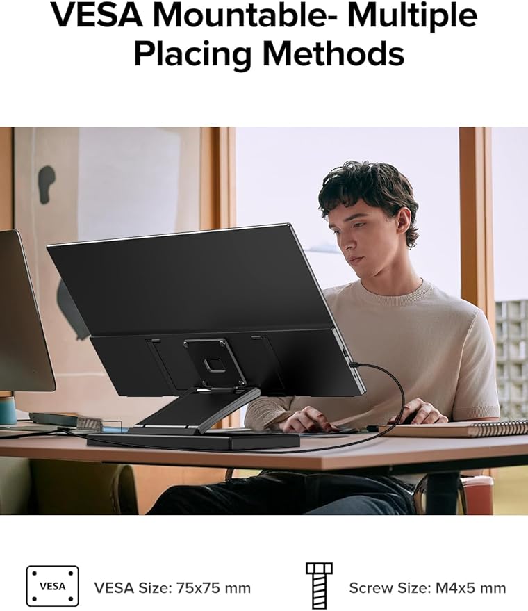 Portable Monitor Touchscreen 21.5 inch 120hz, FHD 1080P Portable Gaming Monitor w/VESA Kickstand HDR Speakers USB C Mini HDMI for Phones PC Gaming Devices, Travel Second Screen for Business