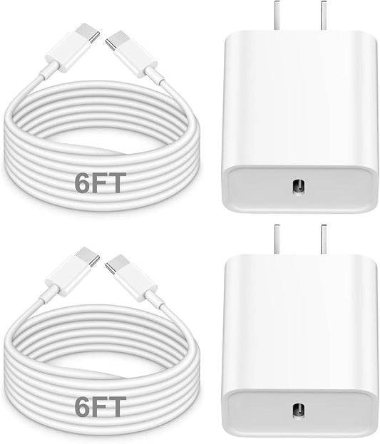 iPhone 15 Charger,iPhone 15 Charger Fast Charging,20W Type C USBC ChargerBlock 6FT USB C to USB C Cable Cord Compatible iPhone 16 Pro Max/15 Plus,iPad Pro 12.9/13/11-inch, iPad mini 6, iPad Air 4/5