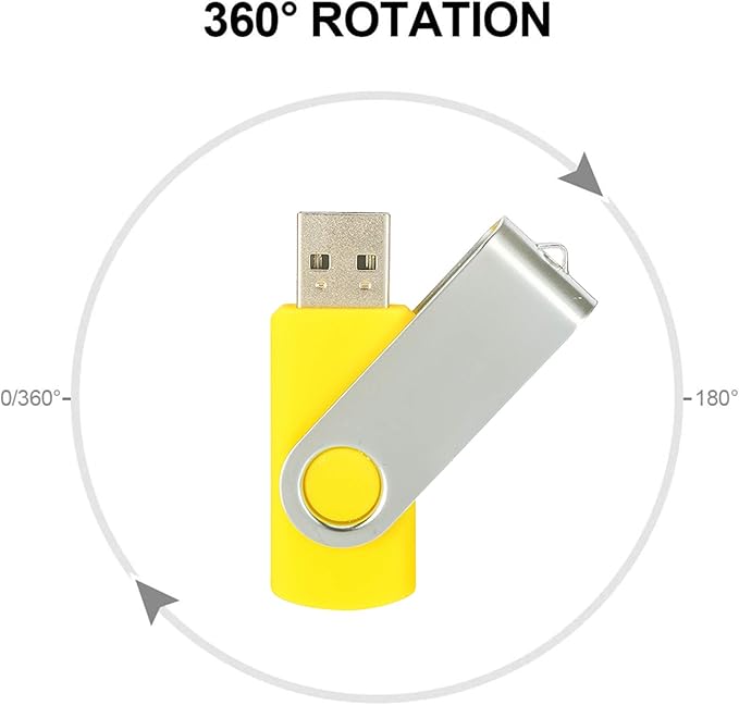 10pcs 4GB USB Flash Drives USB 2.0 Thumb Drive Bulk Swivel Memory Stick 4 GB Fold Storage Jump Drive Zip Drive, 10 Pack Yellow