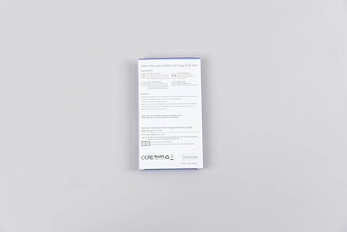 Qeefun USB C Hub 10Gbps, 4 Ports USB-C 3.2 Data Splitter, USB 3.2 Gen 2 Adapter with 100W Power Charging Port, USBC Extender for iPad Pro, iPhone 15, MacBook Air/Pro M2 M1, PC, Laptops and More