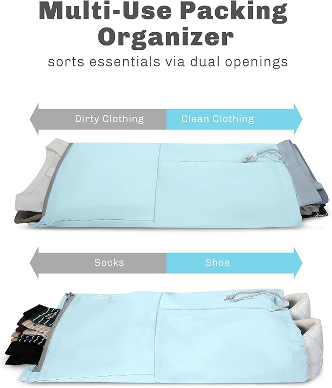 Hynes Eagle 6 Set/ 4 Set/ 2 Set Compression Packing Cubes Travel Essentials Lightweight Nylon Luggage Suitcase Organizer Bag Light Blue 2PCS