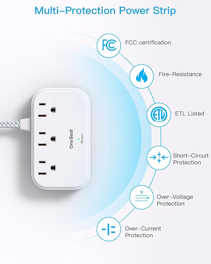 2 Pack Cruise Essentials, 5 Ft Flat Extension Cord, 3 Outlets 4 USB Ports(2 USB C) Flat Plug Power Strip, USB Charging Station with Non Surge Protector for Cruise Ship, Travel, Dorm Room Essentials