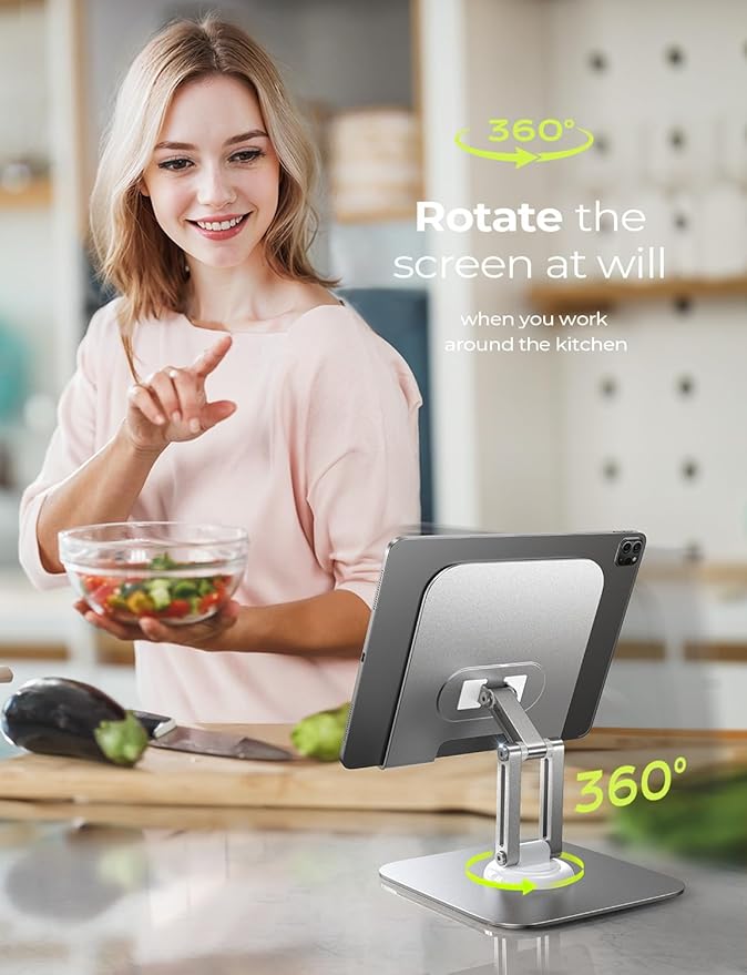 LISEN for iPad Stand for Desk,2025 Adjustable Tablet Stand Holder Metal iPad Holder Switch Mount,Desk Accessories for Women Men ipad Mount Kitchen Fits 4-12.9" Tablet/Monitor/Switch/iPhone/Kindle