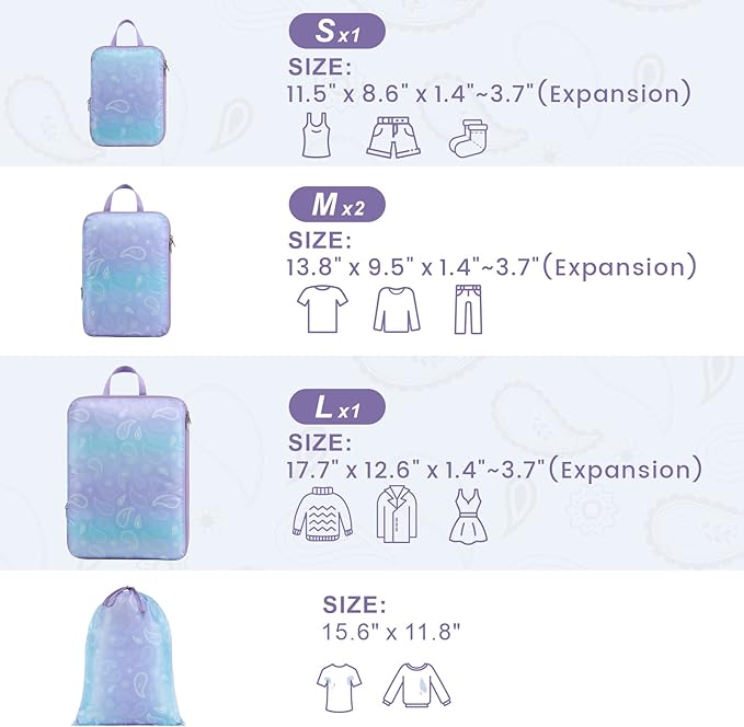 Cambond Compression Packing Cubes for Travel Women - Travel Bags Luggage Organizers Travel Essentials Compression Cubes for Travel Carry on Suitcases Organizer