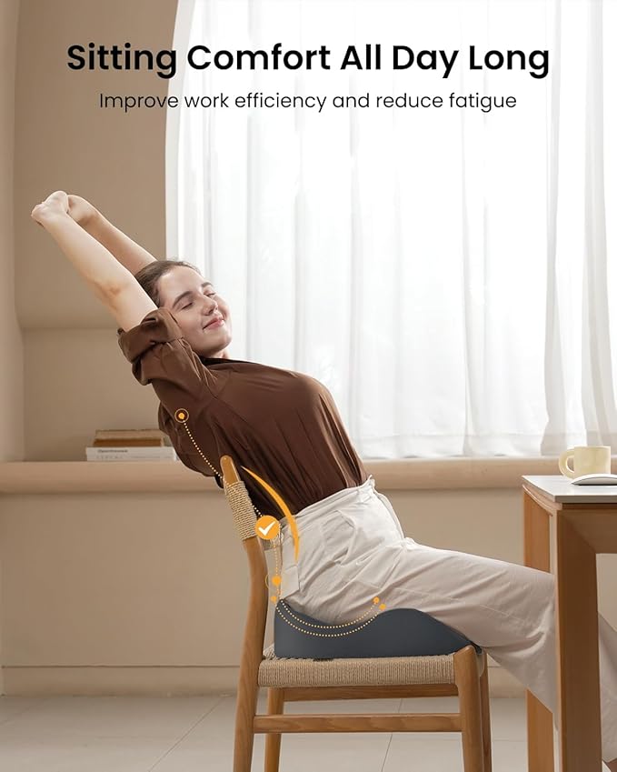 ProtoArc Extra Large Seat Cushions for Office Chairs, Ergonomic Memory Foam Seat Cushion for Home, Extra Cover, Car Seat Cushions for Driving, Pressure Relief Pad for Sciatica - Dark Gray