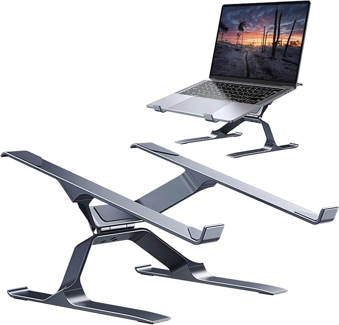 Adjustable Laptop Stand for Desk, Portable Laptop Riser, Ergonomic Computer Notebook Holder for MacBook Pro Air, Dell XPS, HP, Lenovo (13.3-17.3'') (Gray)
