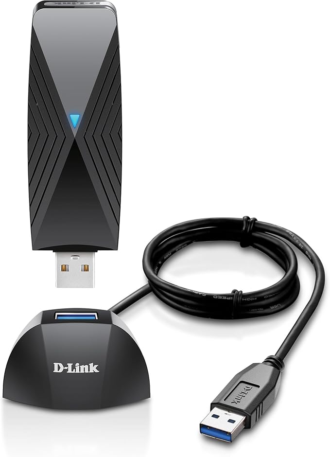 D-Link USB WiFi 6 Adapter AX1800 USB 3.0 Dual Band Long Range MU-MIMO Wireless Internet Network for Desktop PC Laptop Windows (DWA-X1850-B1) Black