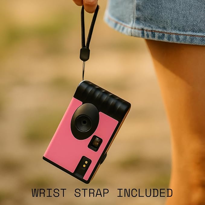 LENSY Screen Free Digital Camera | Four Built in Filters | Rechargeable, 8mp, Lightweight, Focus-Free, Auto-Flash, Easy-to-Use, Reusable, Retro Film-Style Photos (Pink)
