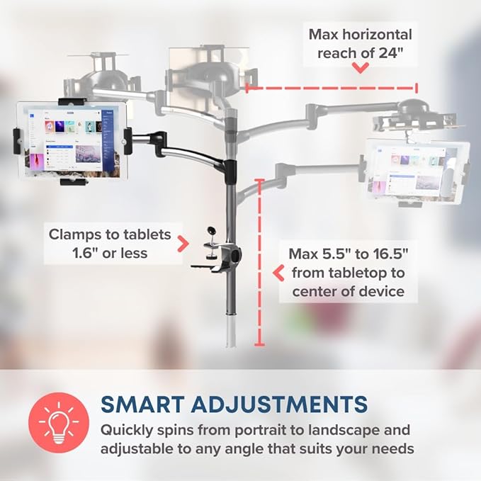 LEVO G2 Clamp on Tablet Holder for Desk: iPad Holder Stand, Kindle Holder, iPad Desk Mount, Premium