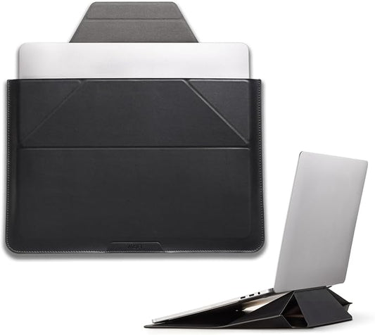 MOFT Laptop Carry Sleeve, 2-in-1 Laptop Bag & Stand for 14" MacBook Air/Pro & Dell/HP/Lenovo/Asus, Stylish Slim Computer Sleeve Bag with Expandable Storage for Computer Accessories, Night Black