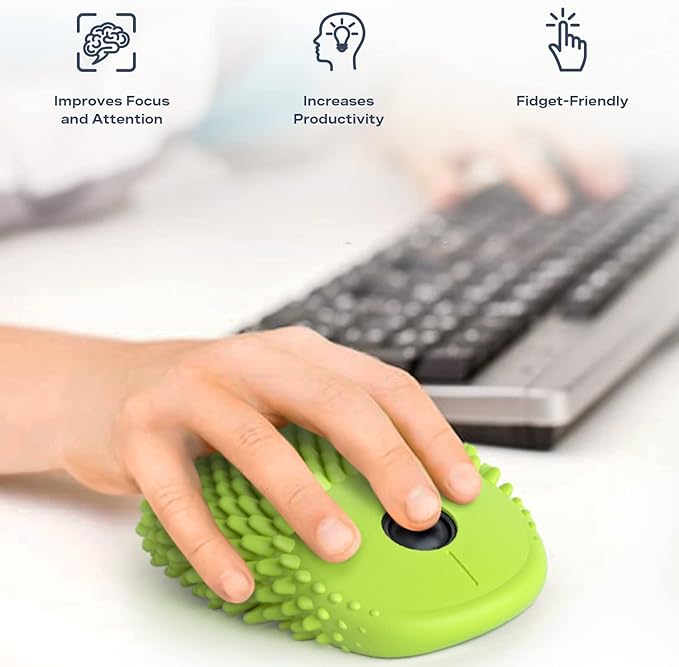 HedgeHog Health Hoglet Wireless Computer Mouse – Cute, Functional, and Tactile Fidget Tool. Combines Stress Relief with Comfort and Style, Perfect for Enhancing Focus and Productivity (Green)