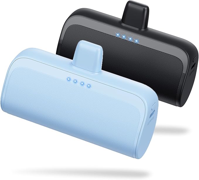 [2 Pack]Mini Portable Charger for iPhone 5200mAh,20W PD Fast Charging Power Bank,Ultra-Compact Battery Pack Travel Portable Phone Charger Compatible with iPhone 14/13/13Pro/12/11/XR,Black+Light Blue