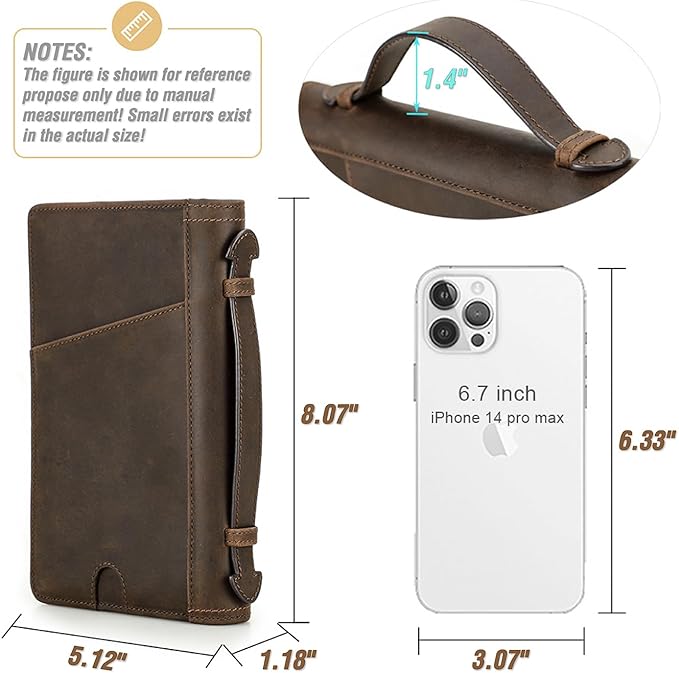 Top Grain Leather Travel Passport Wallet Holder Case for Man & Woman, Handmade for 4 Passports & Multi Cards, RFID Blocking Large Capacity for Cards/Passports/Tickets/AirTag, Matte Coffee