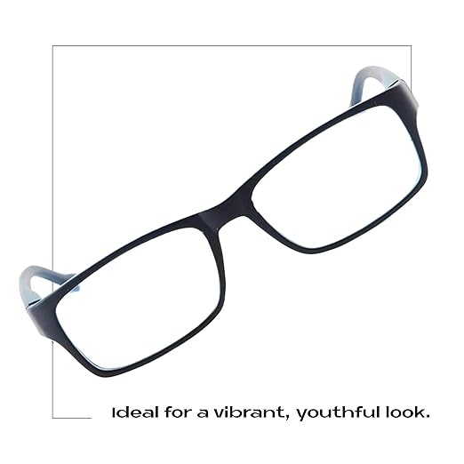 Readerest 3.5 Blue Light Reading Glasses - Lightweight Computer Glasses - Eye Strain, UV Glare Protection (Black+Blue)