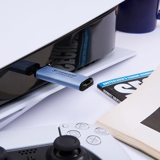 Transcend 512GB External SSD, USB 3.2 Gen2, Up to 1,050MB/s, Portable SSD with Type C, for Steam Deck, ROG Ally, MSI Claw, Windows & Mac, iPhone, iPad, Android, PS5, Xbox, Smart TV, Sky Blue