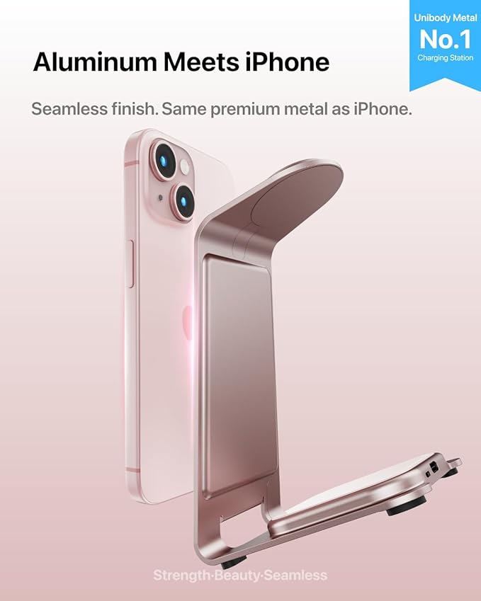 Intoval 3 in 1 Wireless Charging Station for iPhone 17 16 15 14 13 12 11 X Pro Max, Wireless Charger for Apple Watch Ultra 3 SE 9 8 7 6 5 4 3 2, for AirPods 4 Pro Pro 2 3 (Y93, Pink)