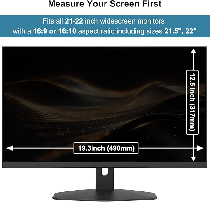 Hanging Computer Privacy Screen Protector Shield Compatible for 21.5/22 Inch Widescreen Desktop Monitor - Anti Glare & Blue Light Filter - Hanging Design for Easy On/Off