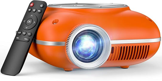 Mini Projector with Two -Way Bluetooth, Portable Projector for Home Theater Use, Support 1080P for Outdoor Projector/Movie Projector Compatible with HDMI, USB, Laptop, TV Stick (Orange)