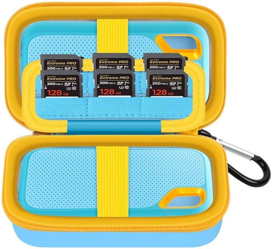 Case Compatible with SanDisk Extreme Pro/for SanDisk Portable SSD 1TB 2TB 4TB 500GB/ for Crucial X9 X10 Pro External Solid State Drive, Travel Storage Bag for 2 SSD and SD Card- Sky Blue (Box Only)