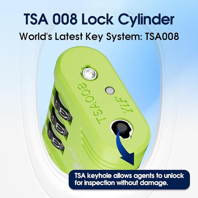 SURE LOCK TSA Locks for Luggage, TSA Approved Luggage Locks with Open Alert, 008 Key for High Security, Easy Read Dials, Zinc Alloy Body, Locker Lock for Suitcase, Gym, Travel. (Green 2 pk)