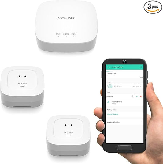 YoLink Water Leak Starter Kit: Hub + 2 Leak Sensor 4 (105 dB Siren), LoRa Long-Range, App/SMS/Email Alerts, D2D Offline, 2 AAA Up to 5-Year Battery, Works with Alexa/IFTTT/Home Assistant