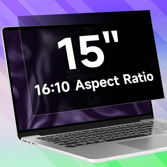 15.6 Inch 16:10 Laptop Privacy Screen Filter, Anti Blue Light Glare & Anti Scratch Computer Privacy Shield for 15" with 1920x1200 Aspect Ratio Laptop