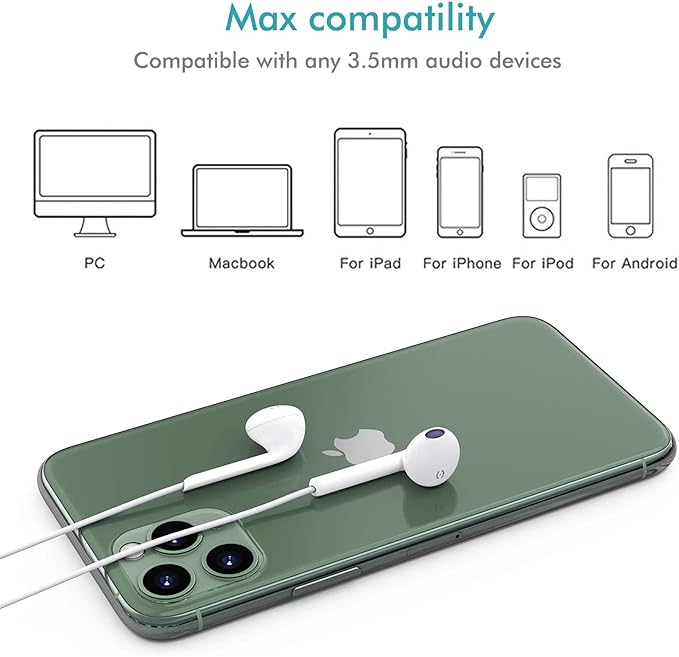 2 Pack Wired iPhone Earbuds/Headphones/Earphones with 3.5mm Wired [MFi Certified] with Mic, Volume Control Compatible with iPhone,iPad,iPod,Computer,MP3/4,Android Most 3.5mm Audio Devices