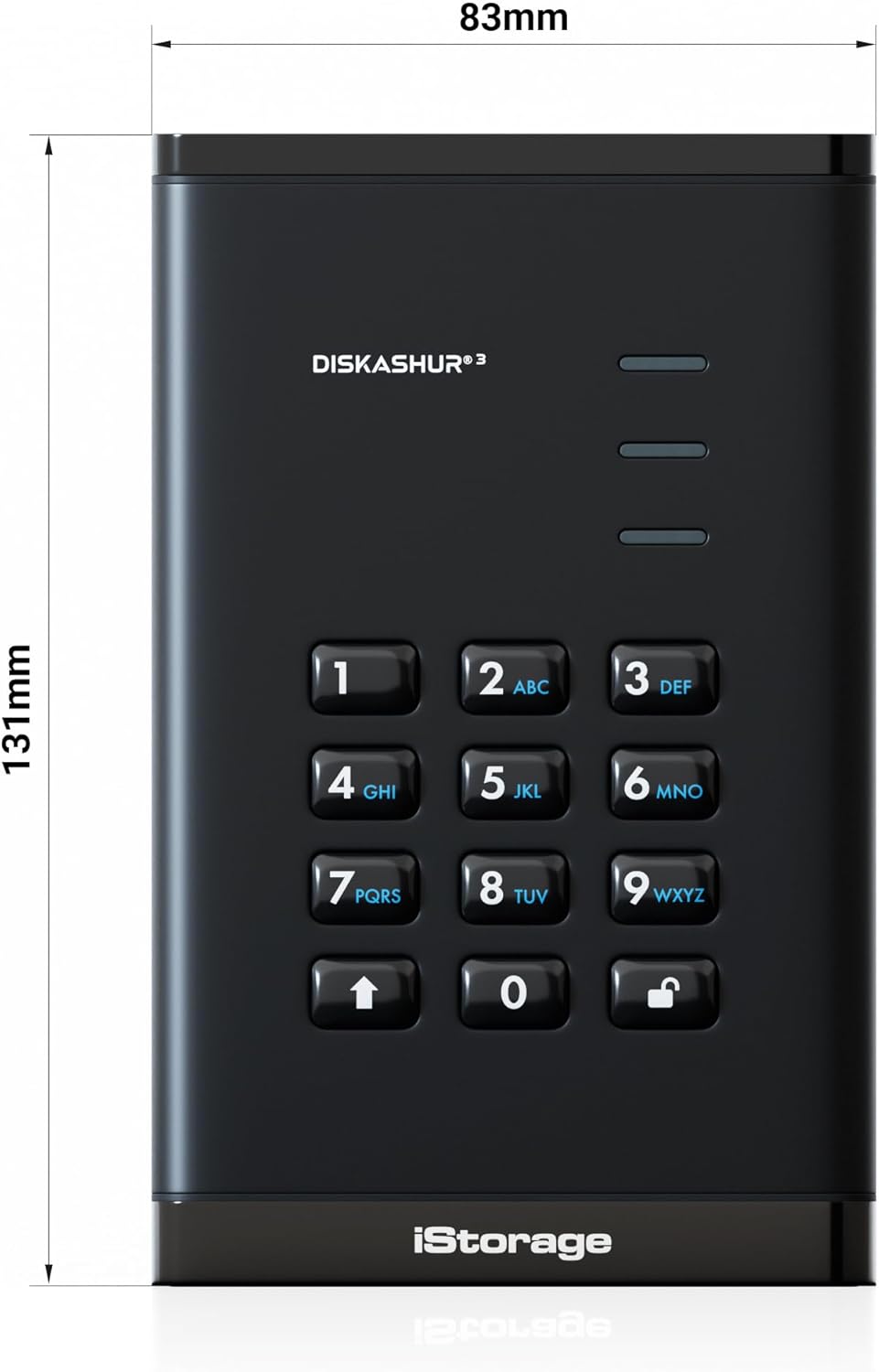 iStorage DiskAshur3 SSD 2TB Black - Secure Portable Solid State Drive - Password Protected - Dust and Water Resistant - Hardware Encryption