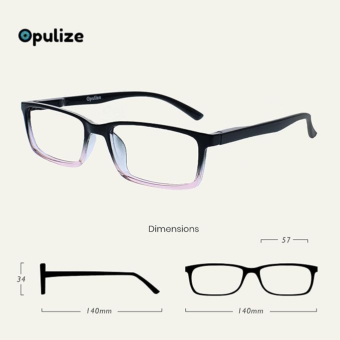 OPULIZE SEE Reading Glasses with Blue Light Blocking for Women and Men, Narrow Frame, Spring Hinges, Computer Gaming Glasses, Black to Pink,Purple,Turquoise +2 (Pack of 3)