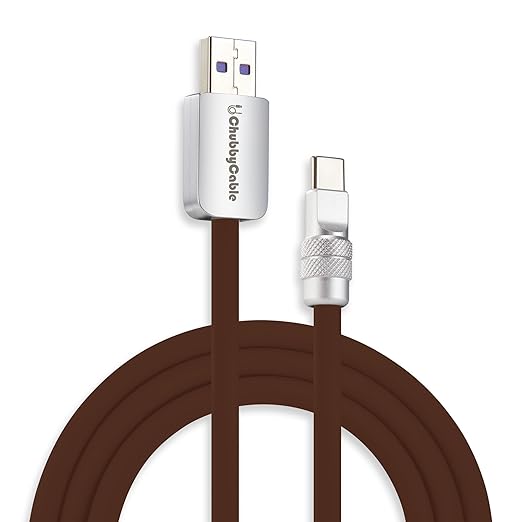 chubbycable Chubby 2.0 Fast Charging Cable Durable Soft Silicone USB C Cable 120W Extra Thick Charger Cord Compatible with iPhone 17-15 Series iPad, Chocolate, USB-A to Type-C, 6.6 FT