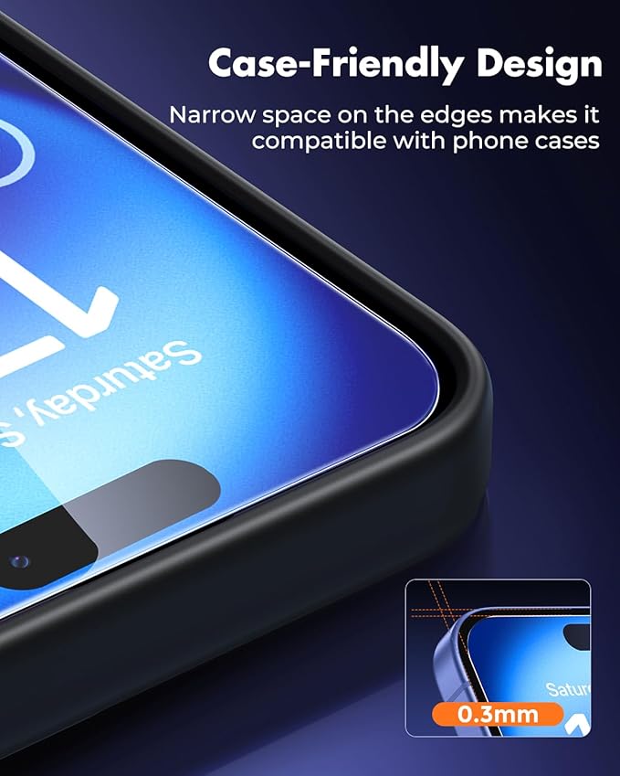 UNBREAKcable 3-Pack Screen Protector for iPhone 16, Double Shatterproof Tempered Glass [Easy Installation Frame] [9H Hardness] [99.99% HD Clear] [Case Friendly] for iPhone 6.1 inch