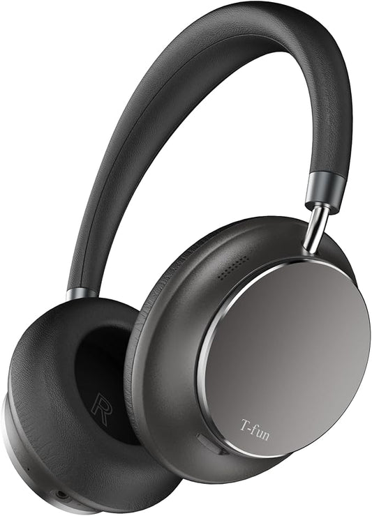 T-fun NC35 Hybrid Active Noise Cancelling Headphones, 360° Spatial Audio with Head Tracking, Over Ear Headphones Wireless Bluetooth 5.3, 55H ANC Playtime, Deep Bass, Custom EQ via App, for Travel Home