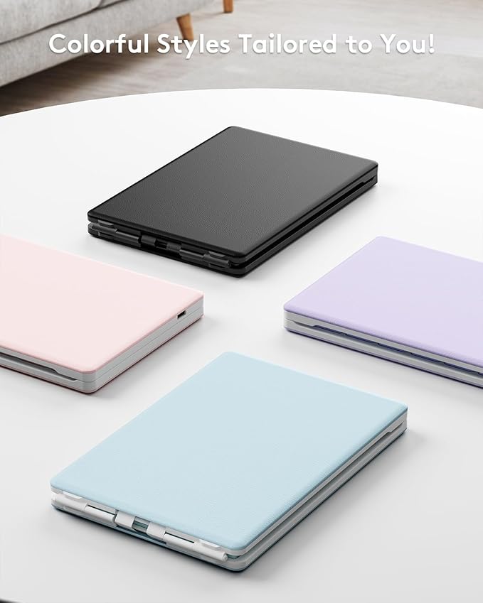 Samsers Bluetooth Foldable Keyboard, Wireless Portable Folding Keyboards, Full-Size Ultra-Slim Rechargeable Connect Up to 3 Devices for iOS Android Windows Phone Tablet and Laptop, Black