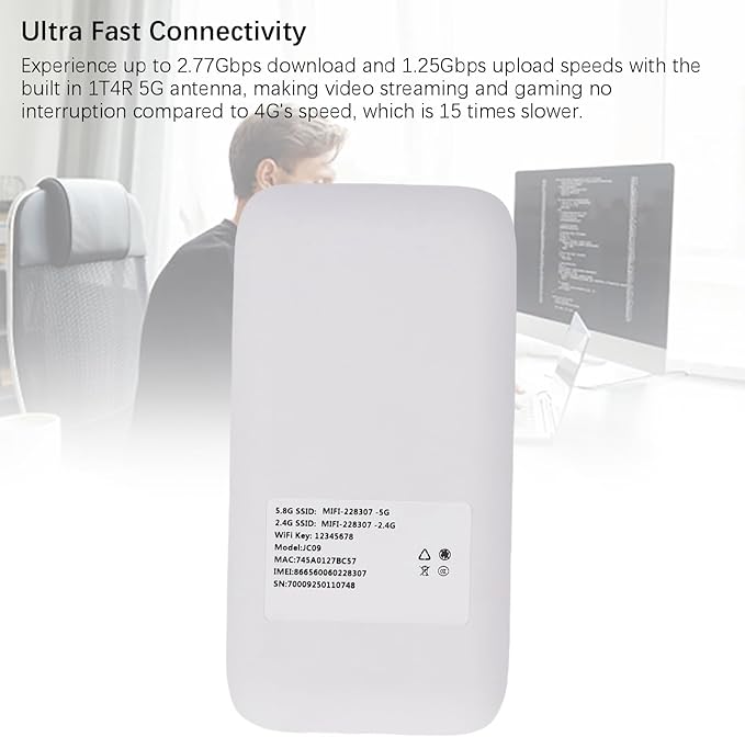 5G Mobile Hotspot, WiFi 6 16 Users Portable Wireless Router with SIM Card Slot and 7100mAh Battery, for Travel Business Outdoor Use (White)