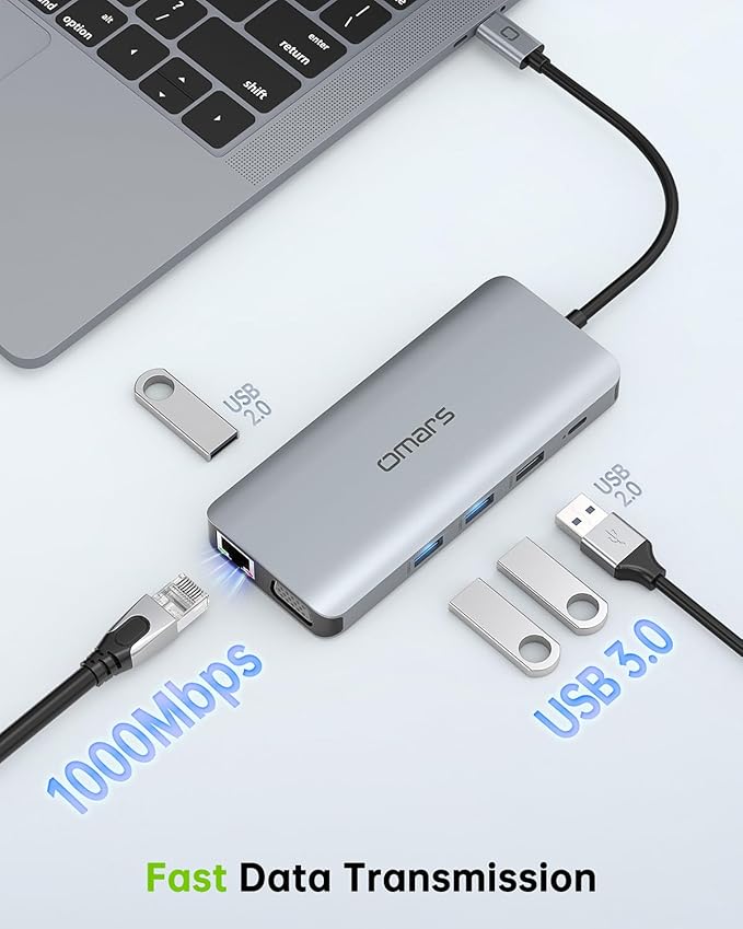 USB C Laptop Docking Station Dual Monitor HDMI for Dell HP 11 in 1 Type USB C Hub Triple Display Multiport Adapter Dongle to 2 HDMI 4K Ethernet 4 USB PD SD TF VGA for MacBook Lenovo Surface